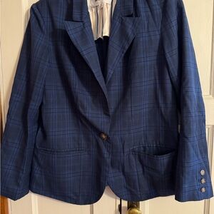 BB Dakota Navy Plaid Blazer